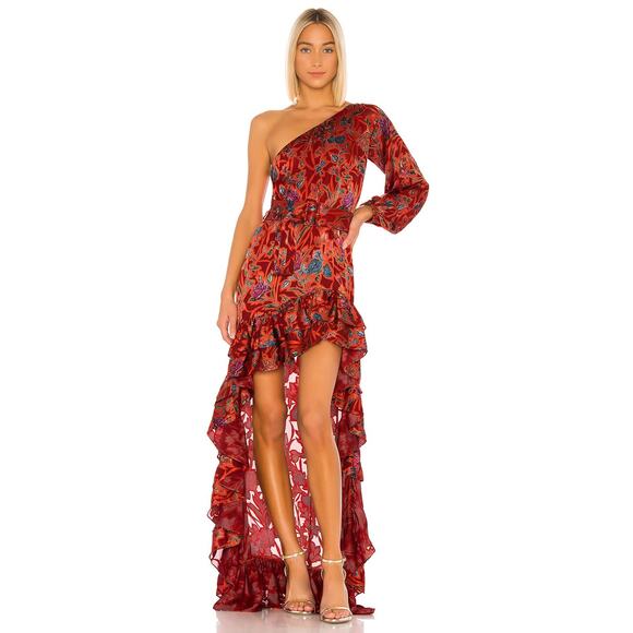 Alexis Dresses & Skirts - Alexis Marseille Asymmetrical Hi-Low Ruffle Floral Red Maxi Dress Size Large